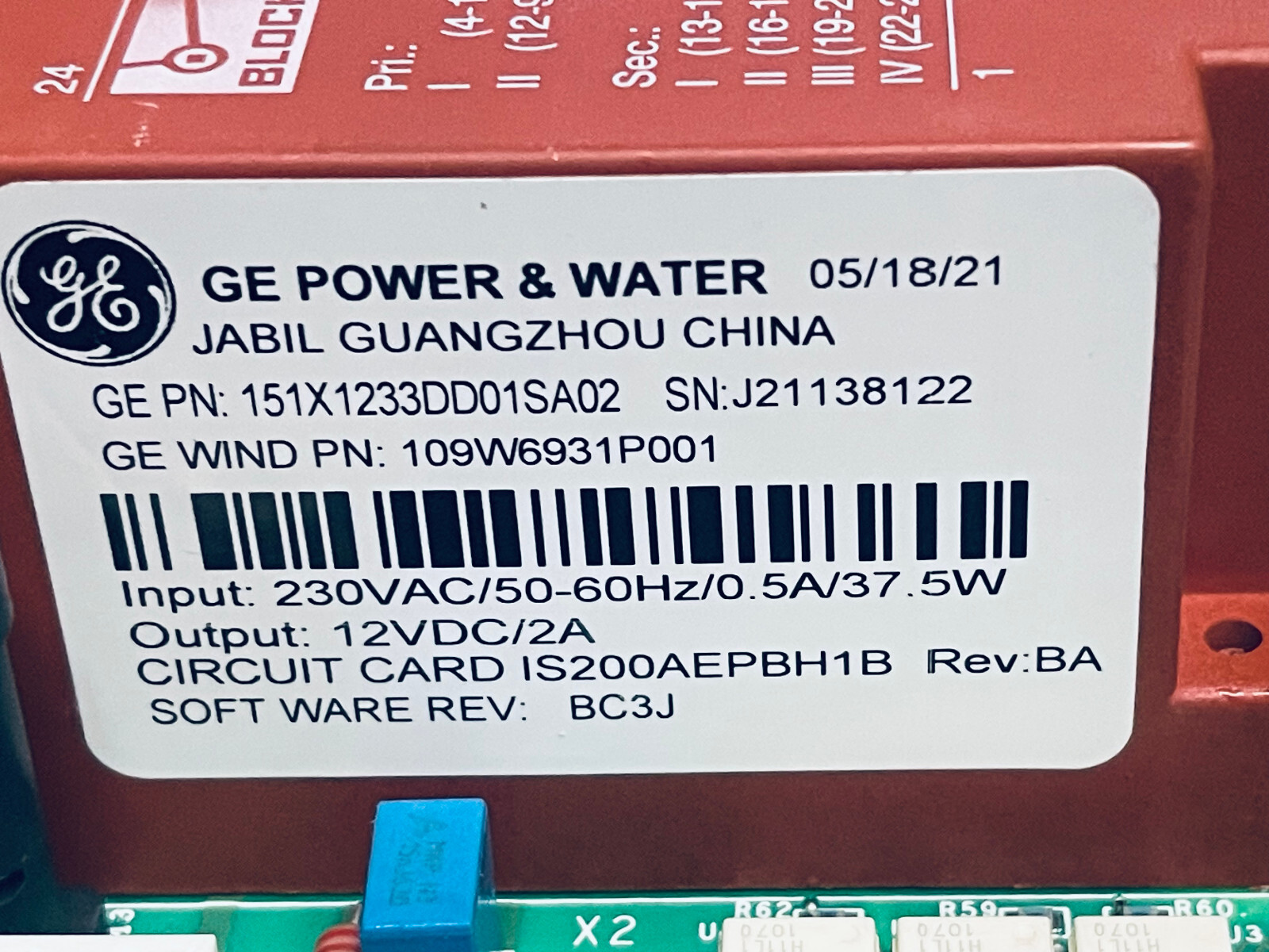 GE Power & Water 151X1233DD01SA02 Pitch Battery Charger Assembly 109W6931P001