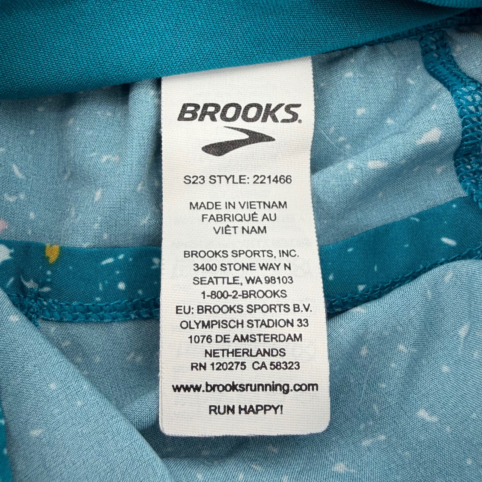 Brooks Chaser 7" Running Shorts Teal Splatter Women Size L Confetti Print