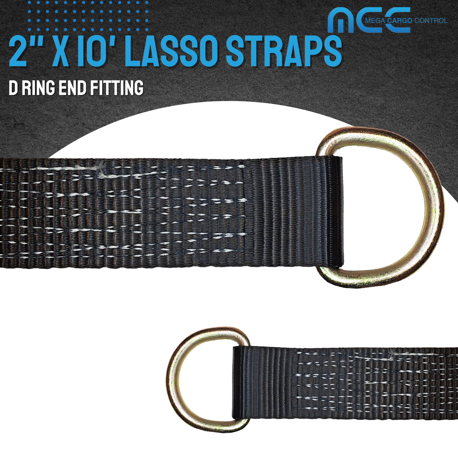 12 Pack 2" x 10' Lasso Strap w/D Ring Auto Tie Down Wheel Lift Tow Truck Trailer