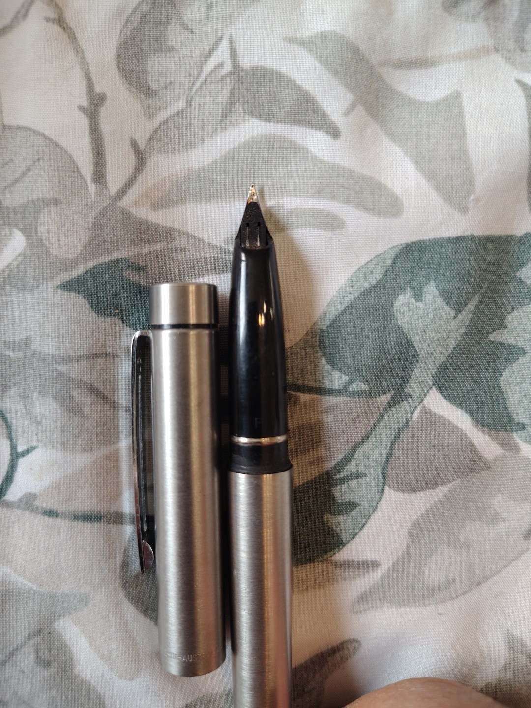 Sheaffer Targa Brushed Stainless Steel Fine Nib Fountain Pen Australia