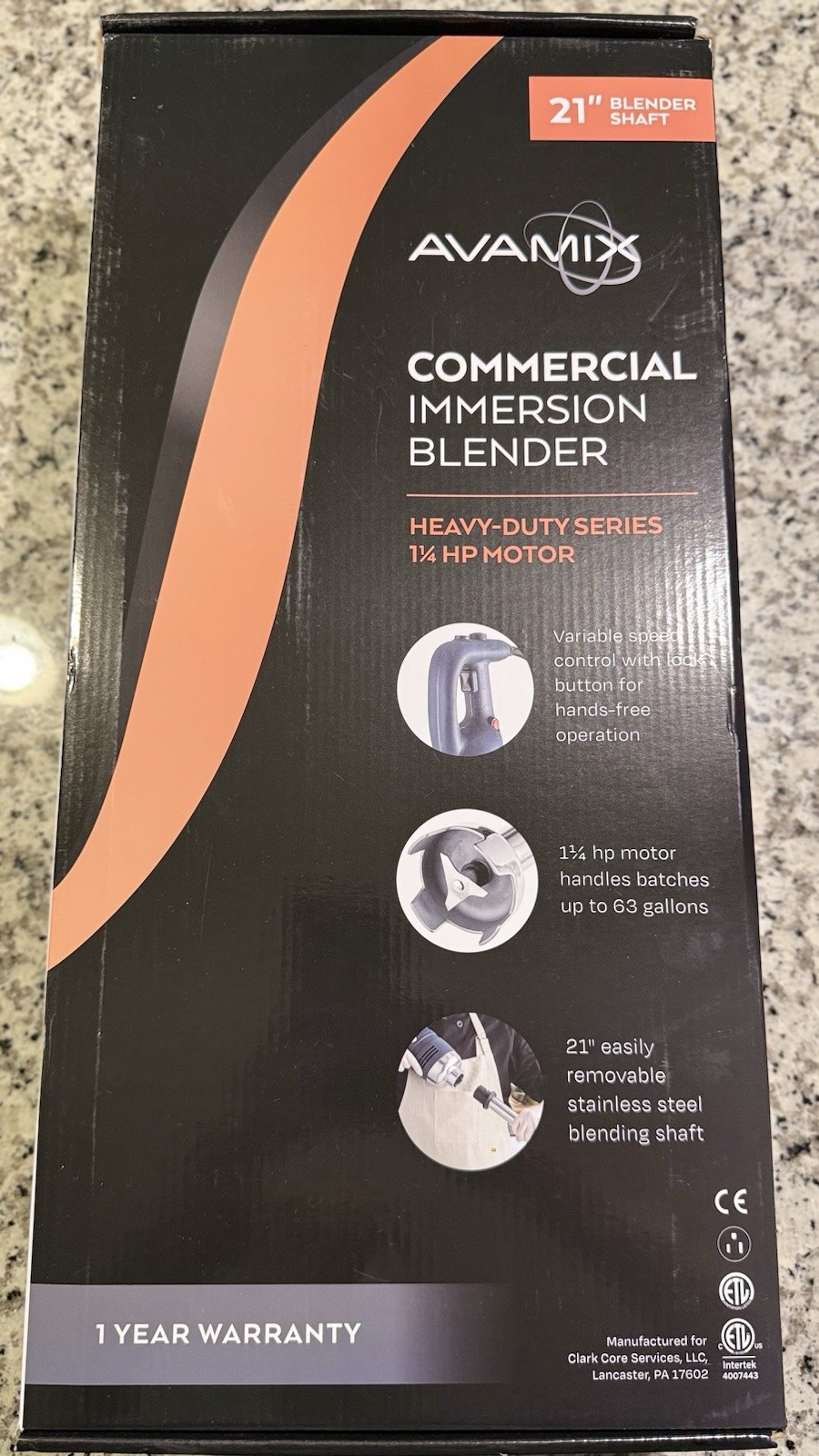 Avamox Commercial Immersion Blender 21” Heavy duty series 1 1/4HP Motor