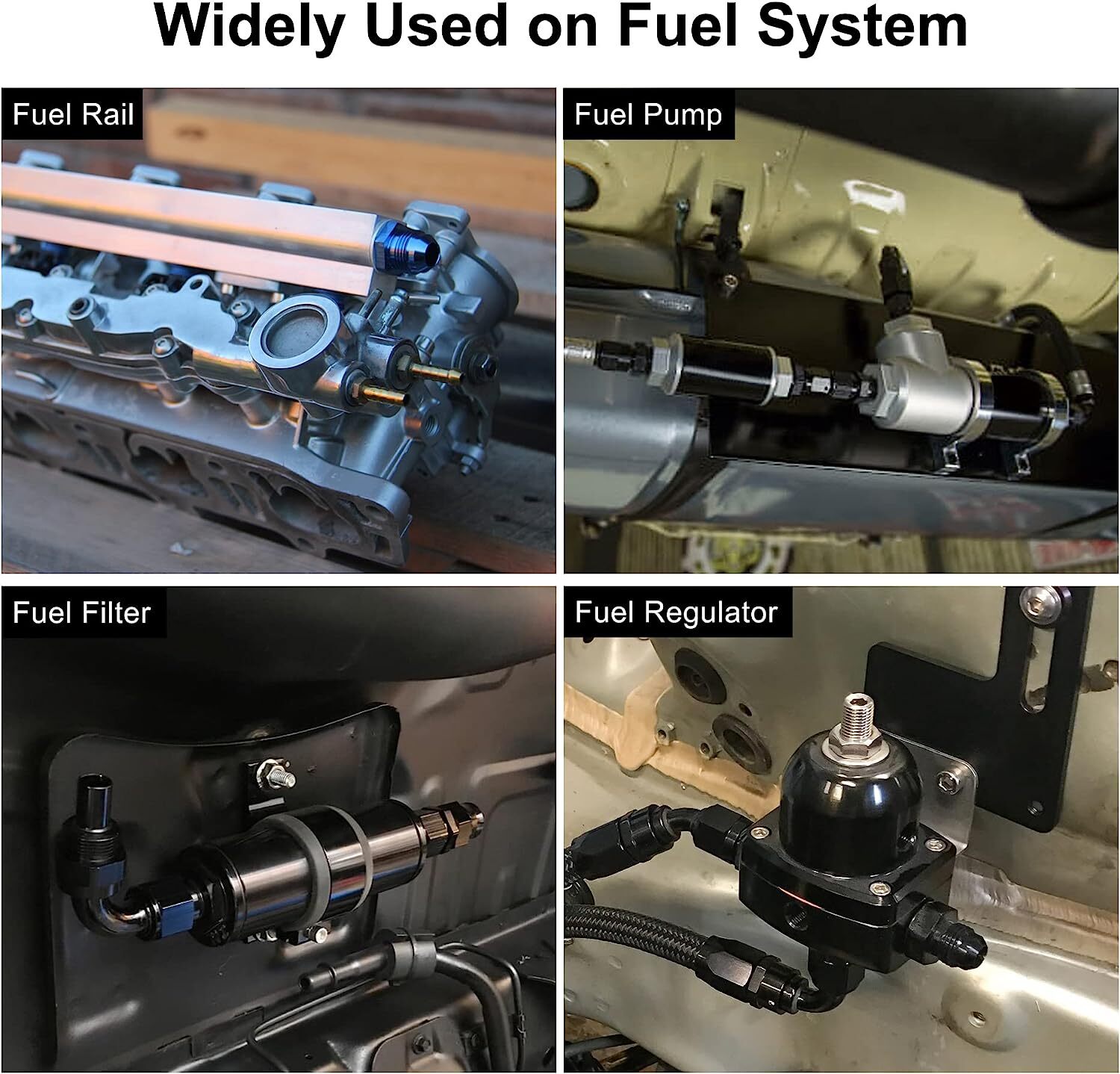 2PCS AN6 AN8 AN10 Flare to 6AN 8AN 10AN ORB Male O-Ring Fitting Adapter Black