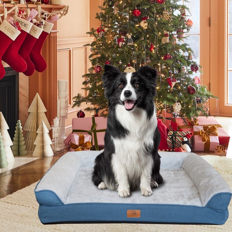 Orthopedic Medium Dog Bed 3 Side Bolster Pet Sofa Pet Dod Cushion 30x25 inch
