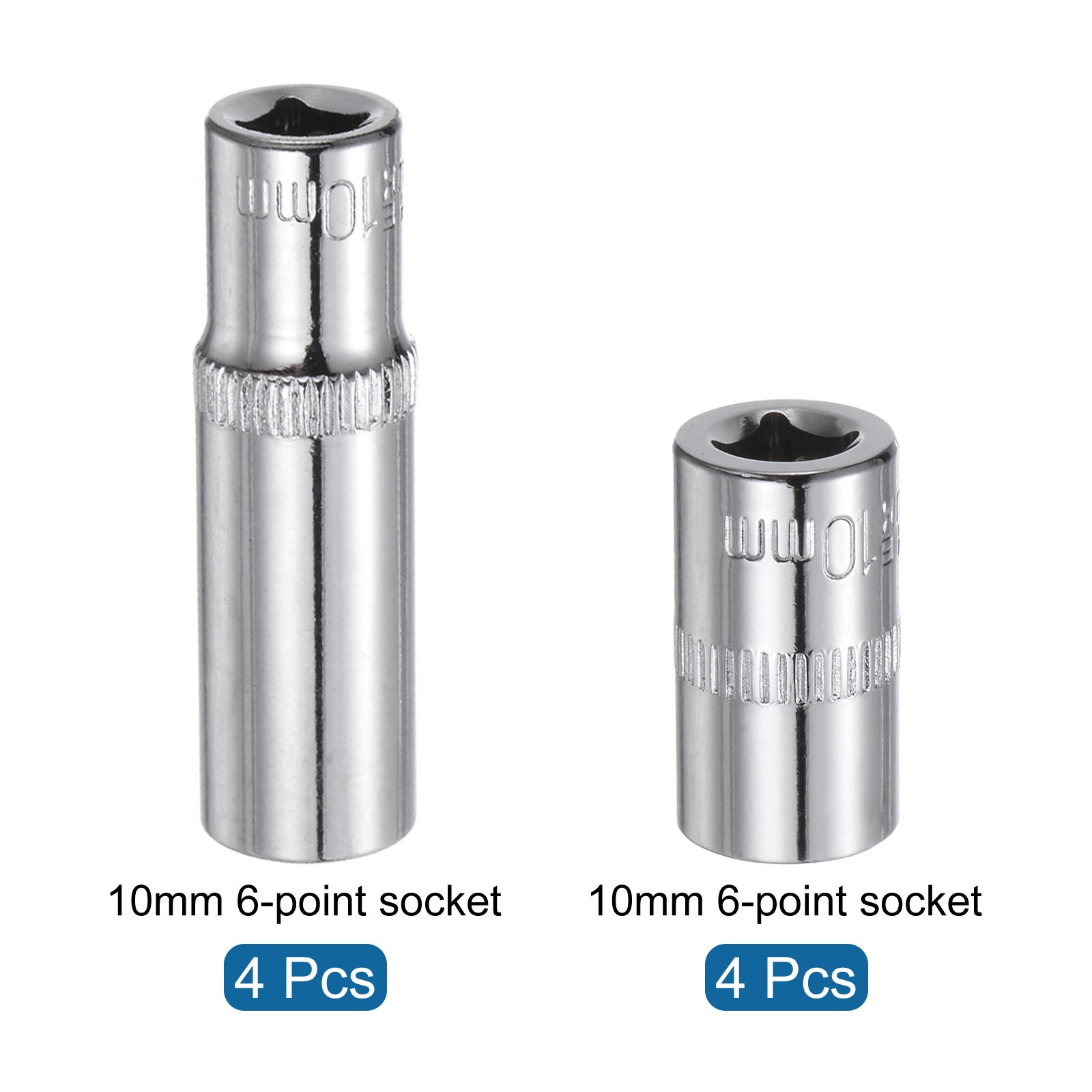 8Pcs 10mm 1/4" Drive Shallow Socket for DIY Repair Automotive 6-Point