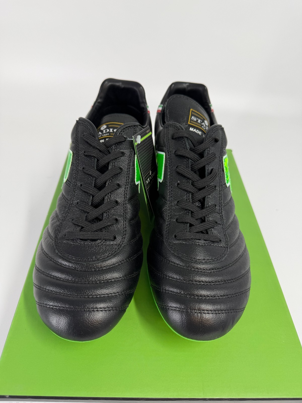 Lotto Stadio OG II FG Size 9.5 Soccer Cleats Black Spring Green 215017 1NI New
