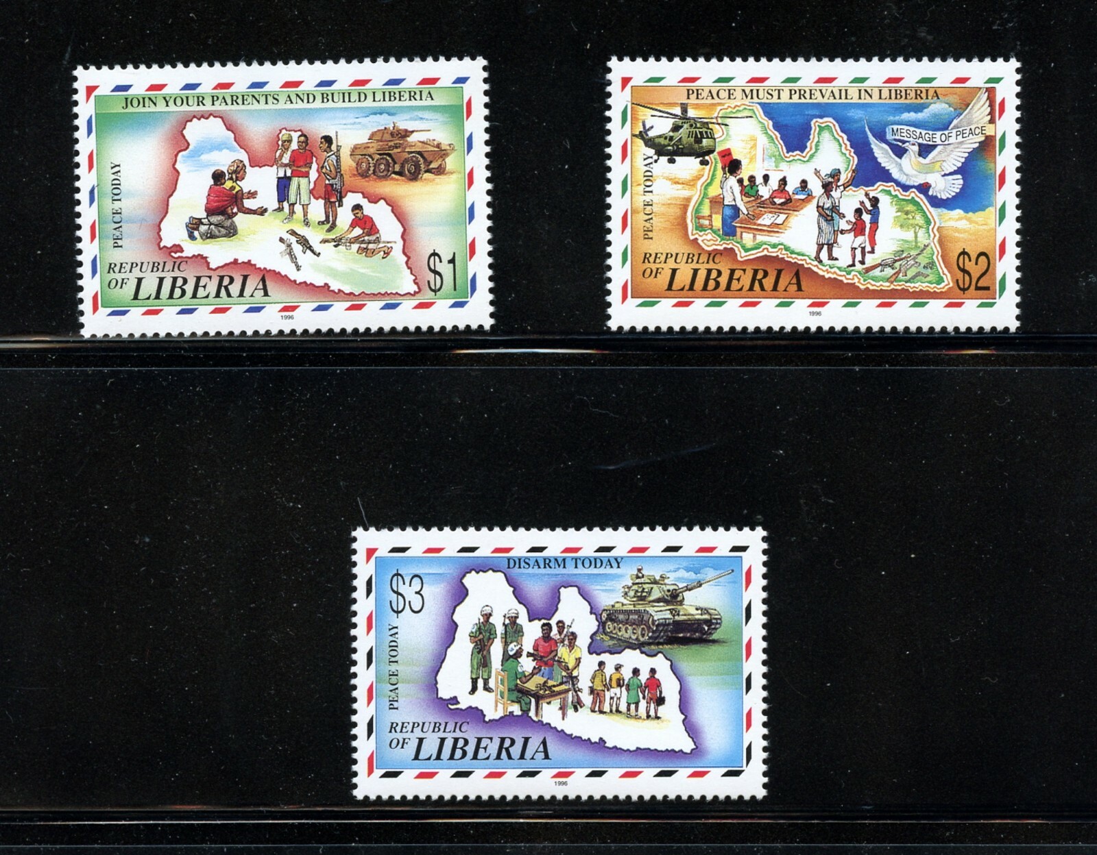 W935  Liberia 1997  "Peace Today" inscription set  3v.     MNH