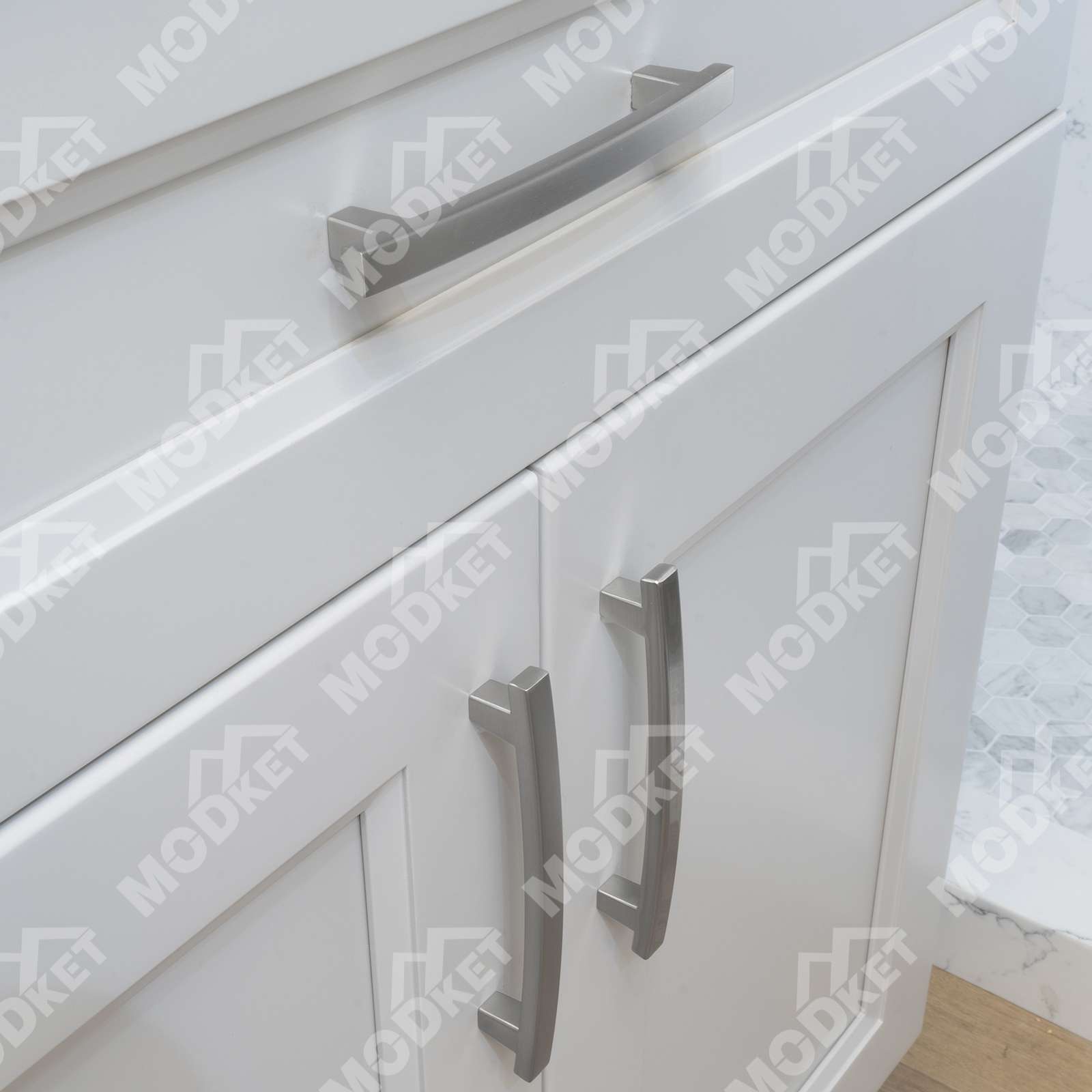 Solid Brushed Nickel Modern Kitchen Cabinet Pulls Knobs Handles Drawers Bathroom