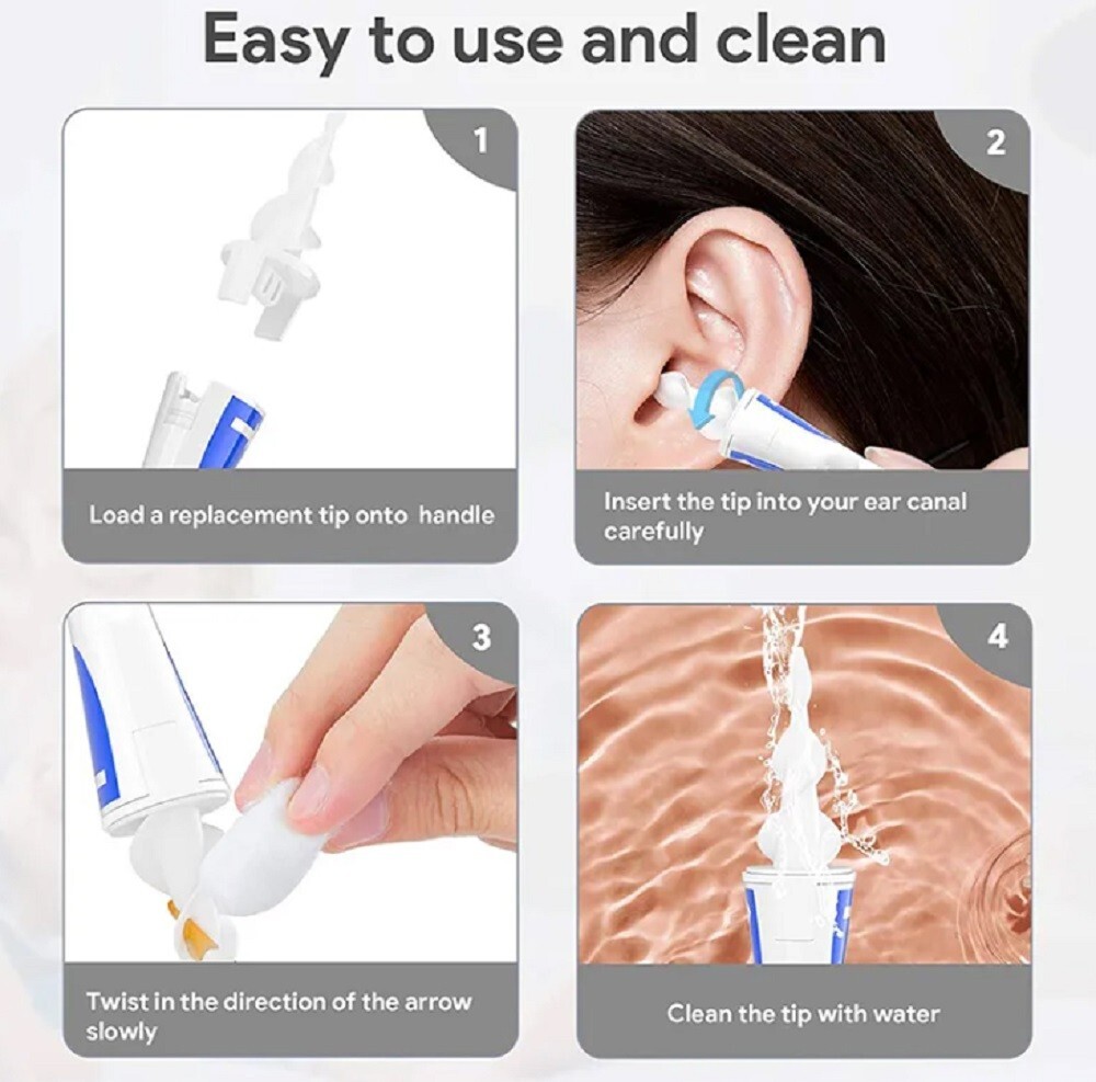 Ear Cleaner Kit for Ear Wax Removal-Spiral Q-Grips Tip Picker Easy Cleaning Tool