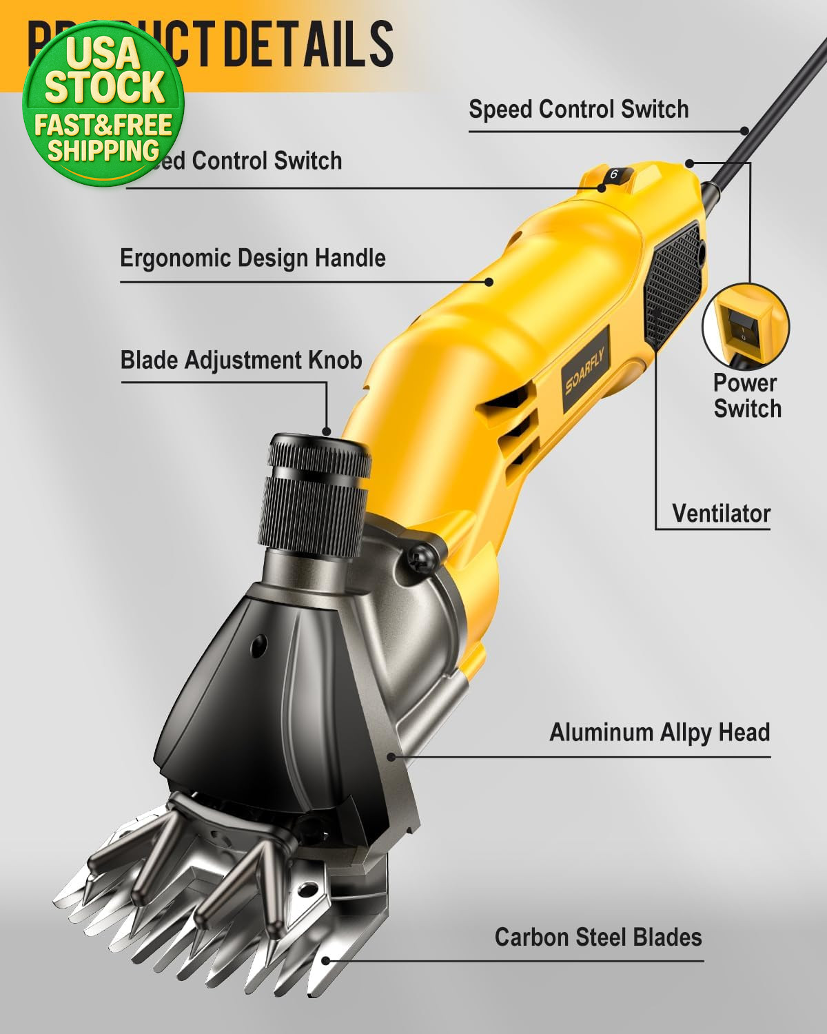 600W Electric Sheep Shears Heavy Duty Clippers for Goats Horses Alpacas Grooming