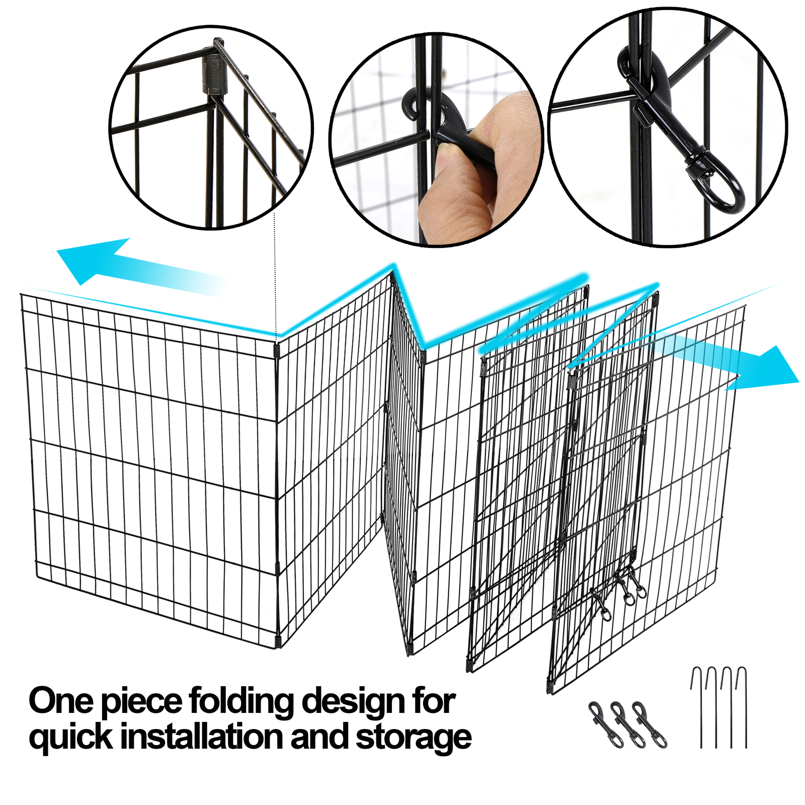 Dog Playpen 24" 8 Panels Foldable Exercise Pen Pet Playpen Fence Indoor Outdoor
