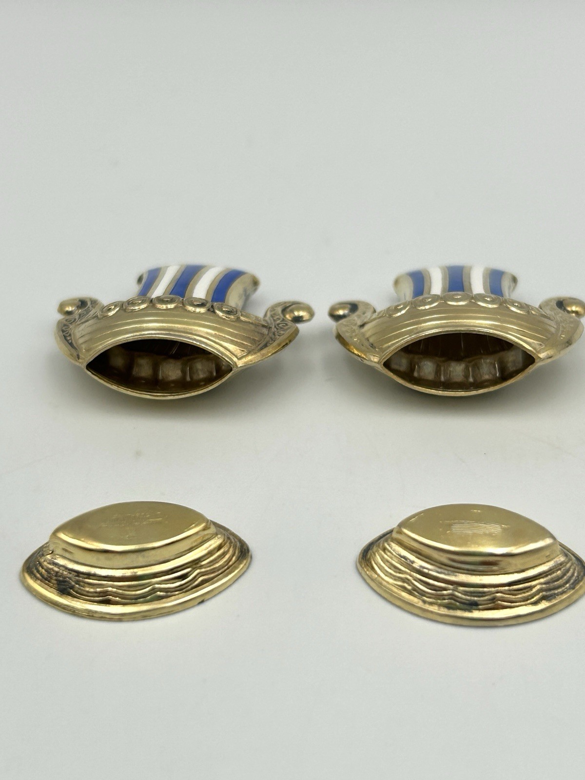 Antique Sterling Silver 925 Viking Ship Salt & Pepper Shakers Norway Holmsen