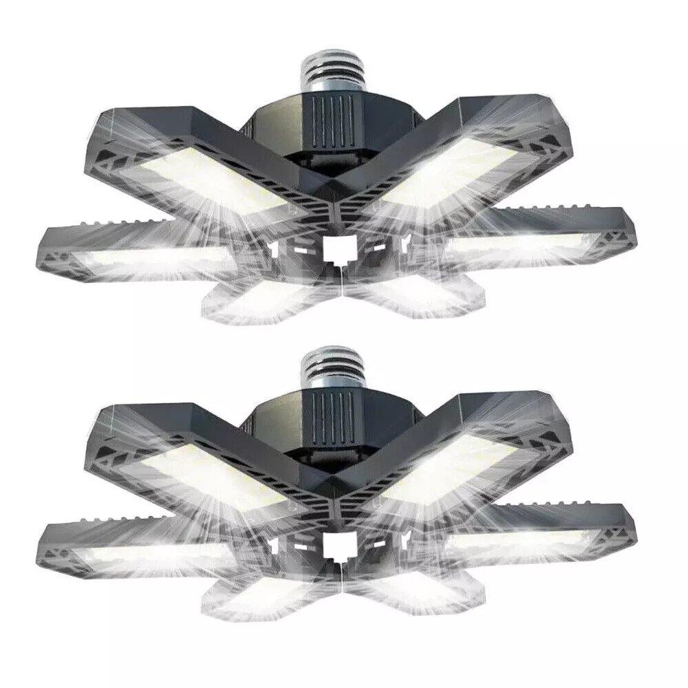 2PACK LED Garage Light 600W 900000LM Deformable Bright Shop Ceiling Bulb Lamps
