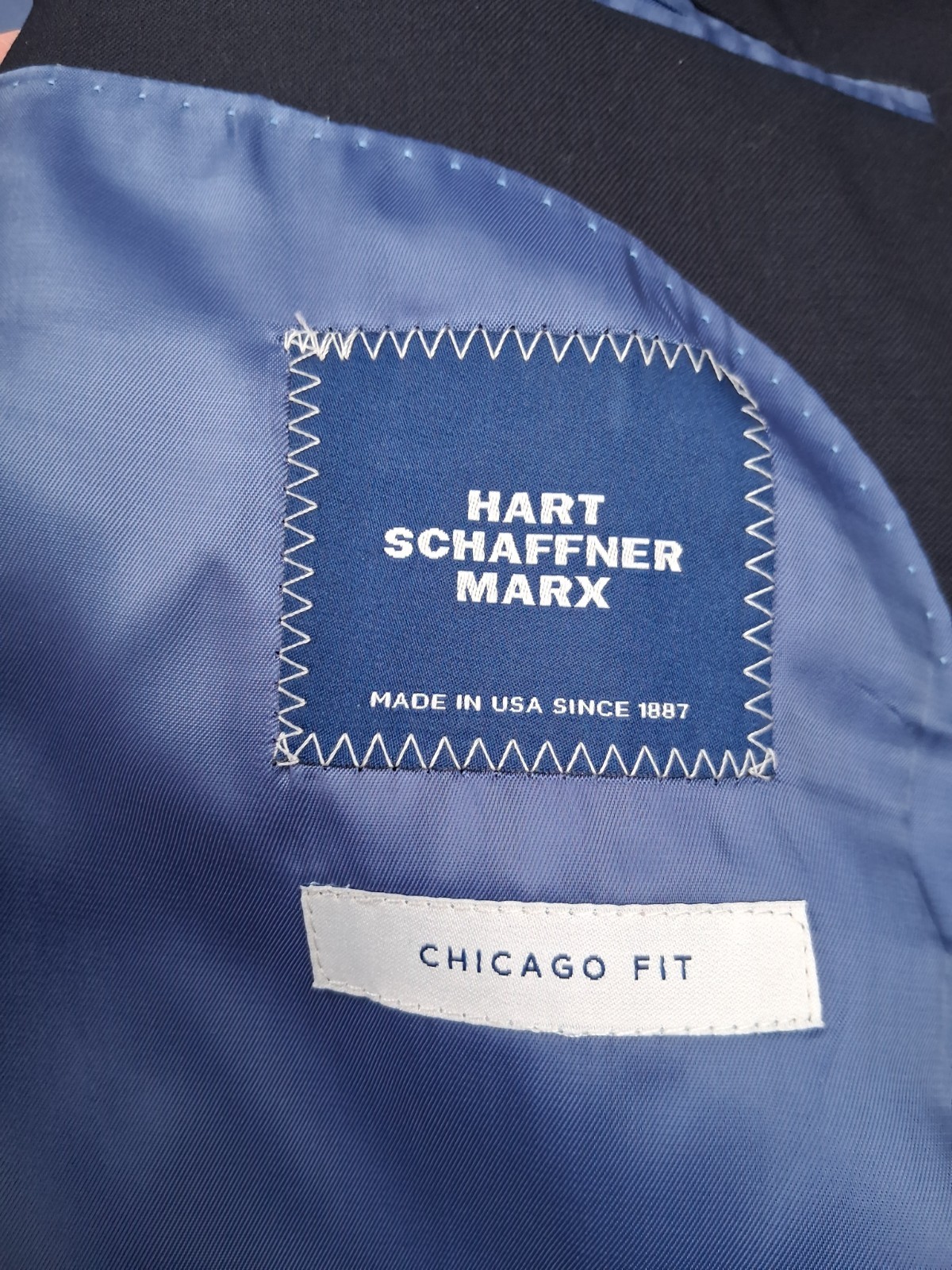 Hart Schaffner Marx Blazer Men 48L Navy Blue Chicago Fit Wool Blend Sport Coat