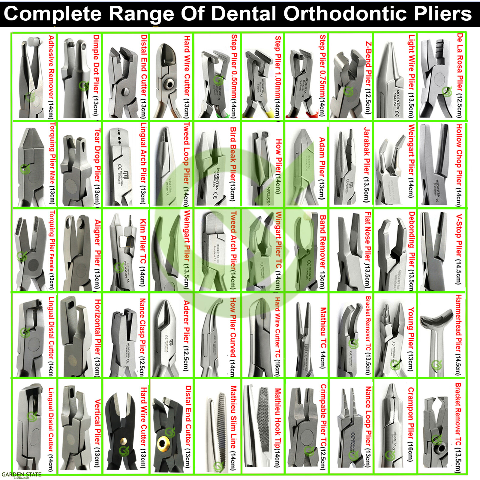 Range of Dental Pliers Orthodontic Detailing Plier Braces Archwire Bending Plier