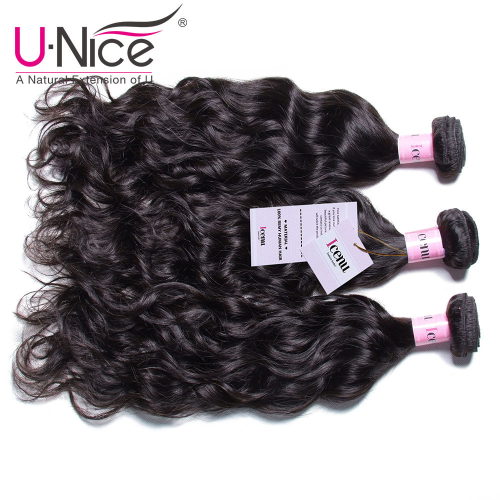 UNice Hair Indian Natural Wave 100% Human Hair Extensions 1-3 Bundles Hair Wefts