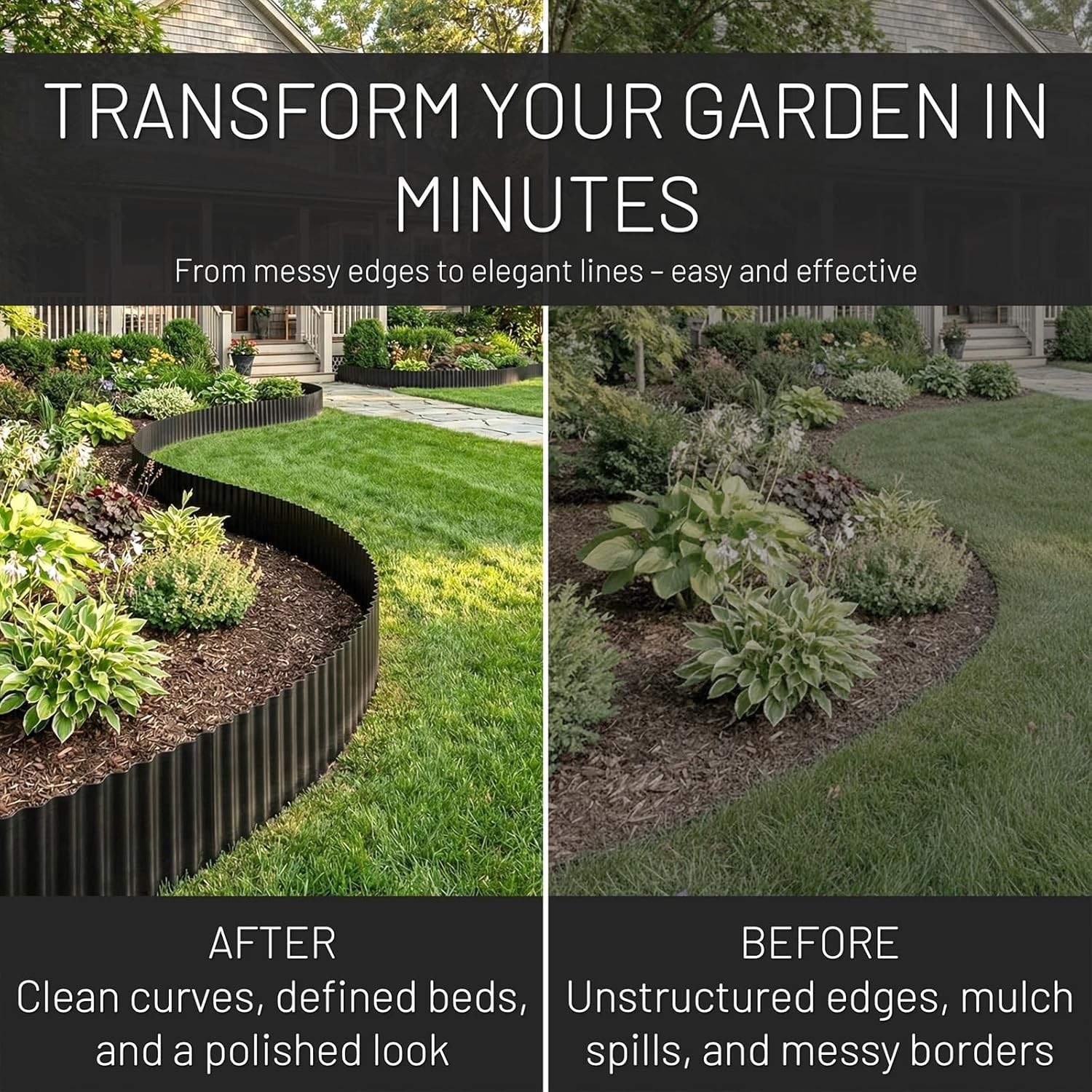 Durable 40FT x 8IN Galvanized Steel Edging for Beautiful Flower Beds & Paths