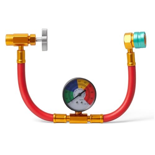 R1234YF U-Charge Hose with Gauge Set, 1234yf Recharge Kit with 1/2 LH Can