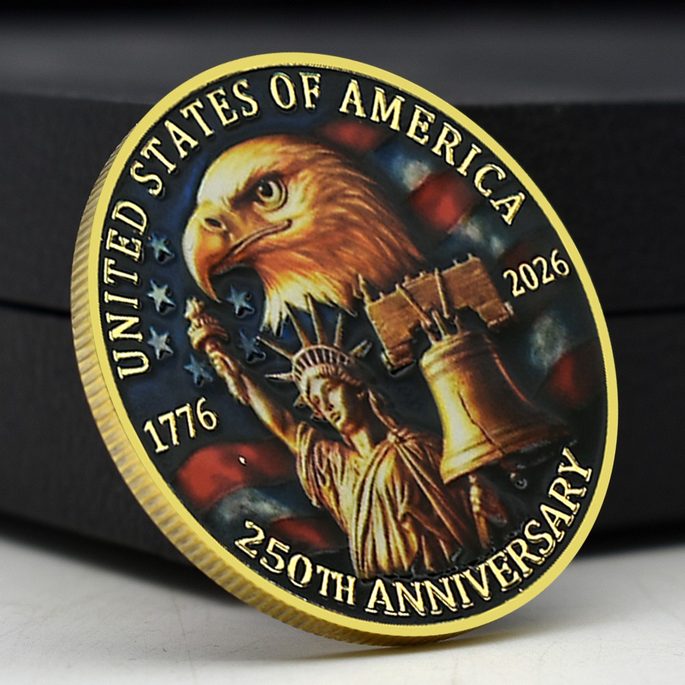 1776–2026 United States 250 Years of Freedom Coin Gold-Plated Anniversary Medal