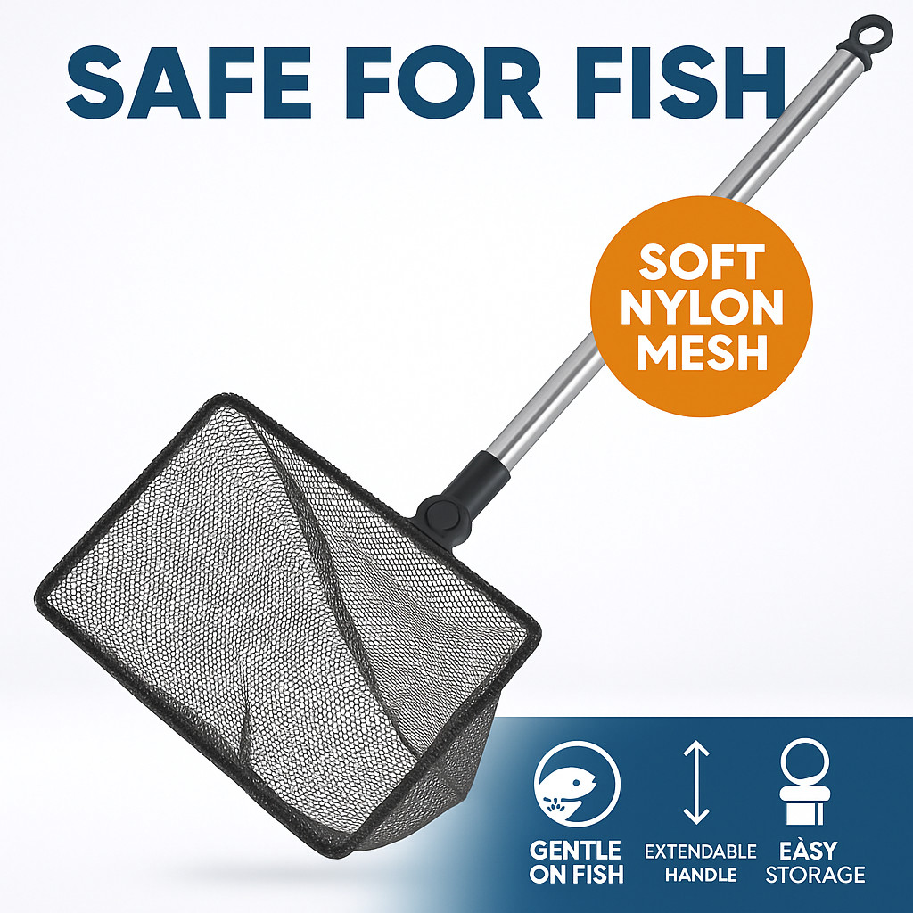 Aquarium Fish Net Extendable 9 to 24 In Handle for Betta Shrimp Fry Small Tanks