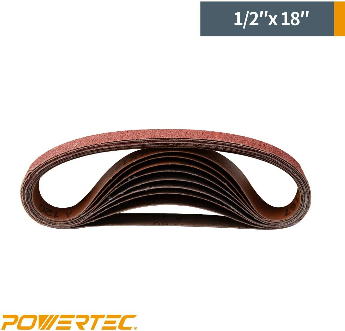 50PK-1/2 x 18" Abrasive Sanding Belt 10 each of 40/80/120/180/240 Grits 40182-1