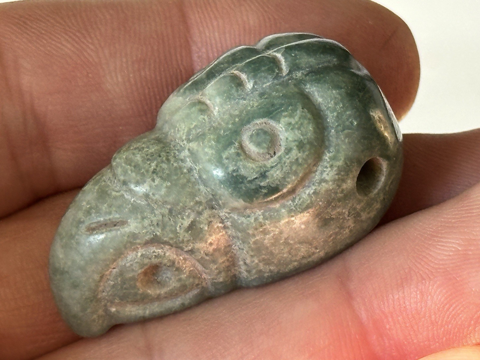 EXCEPTIONAL PRE-COLUMBIAN BIRD EFFIGY MAYAN JADE PENDANT FIGURINE IDOL MAYA, COA