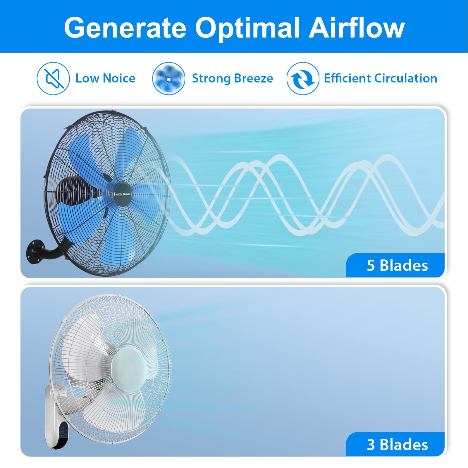 18 Inch Industrial Oscillating Wall Mount Fan 4200CFM 3- Speed