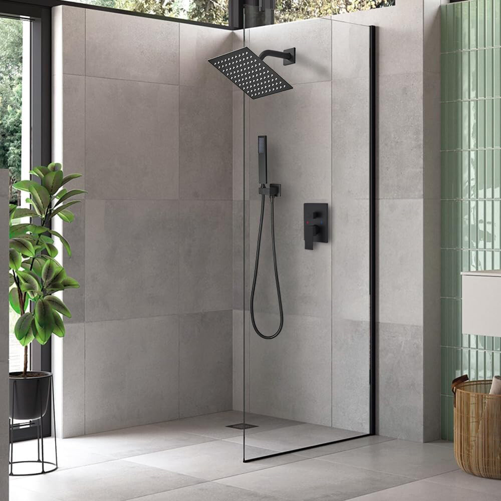 Shower Faucet Set w/Mixer Valve Kit Rainfall Shower Head Combo System Wall Mount