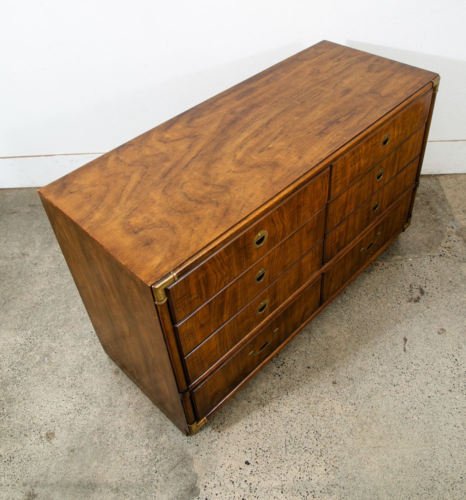 Mid Century Modern Credenza Dresser Drexel 6 Drawer Brass Handles Accolade Mcm