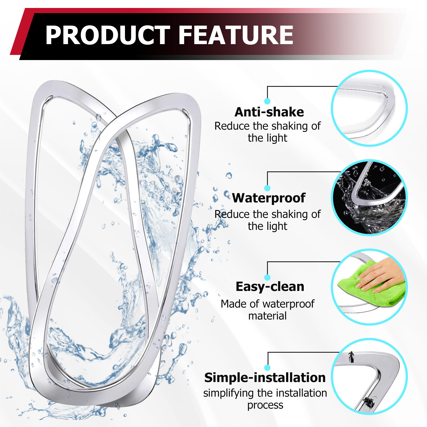 New Headlight Bezels Trims Chrome For Freightliner M2 Business Class 2002-2018