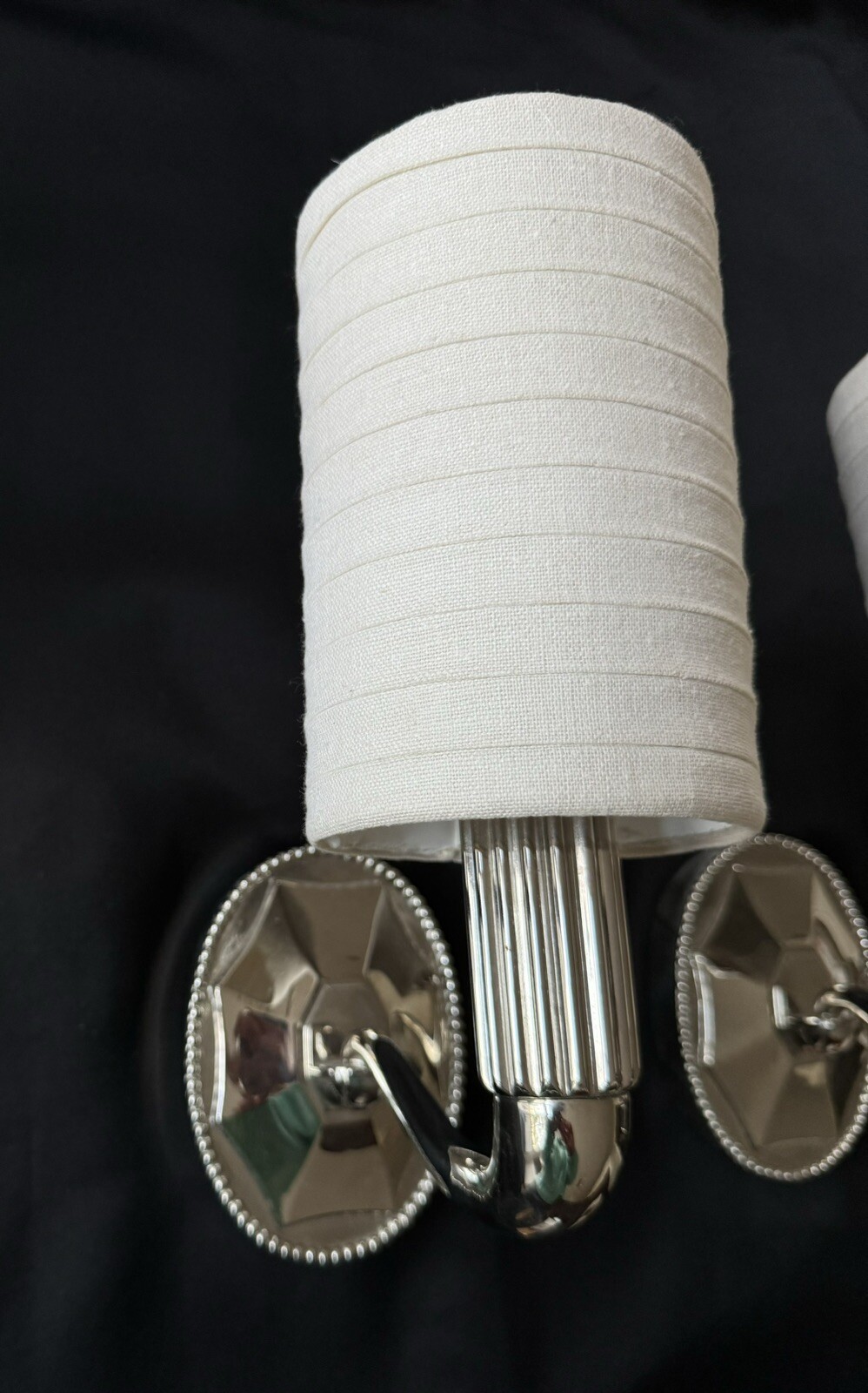 Pair Urban Archaeology Paris Chrome Wall Sconce Sconces White Pleated Shade