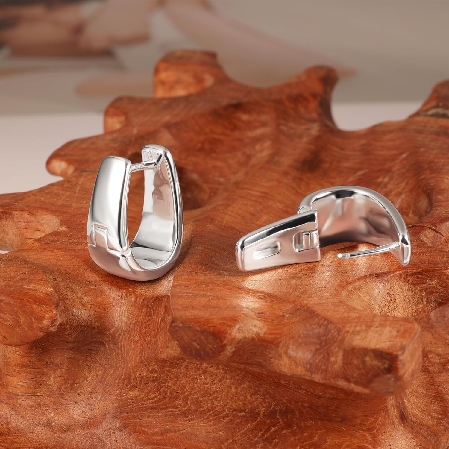 925 Sterling Silver Small Chunky Huggie Hoop Earrings