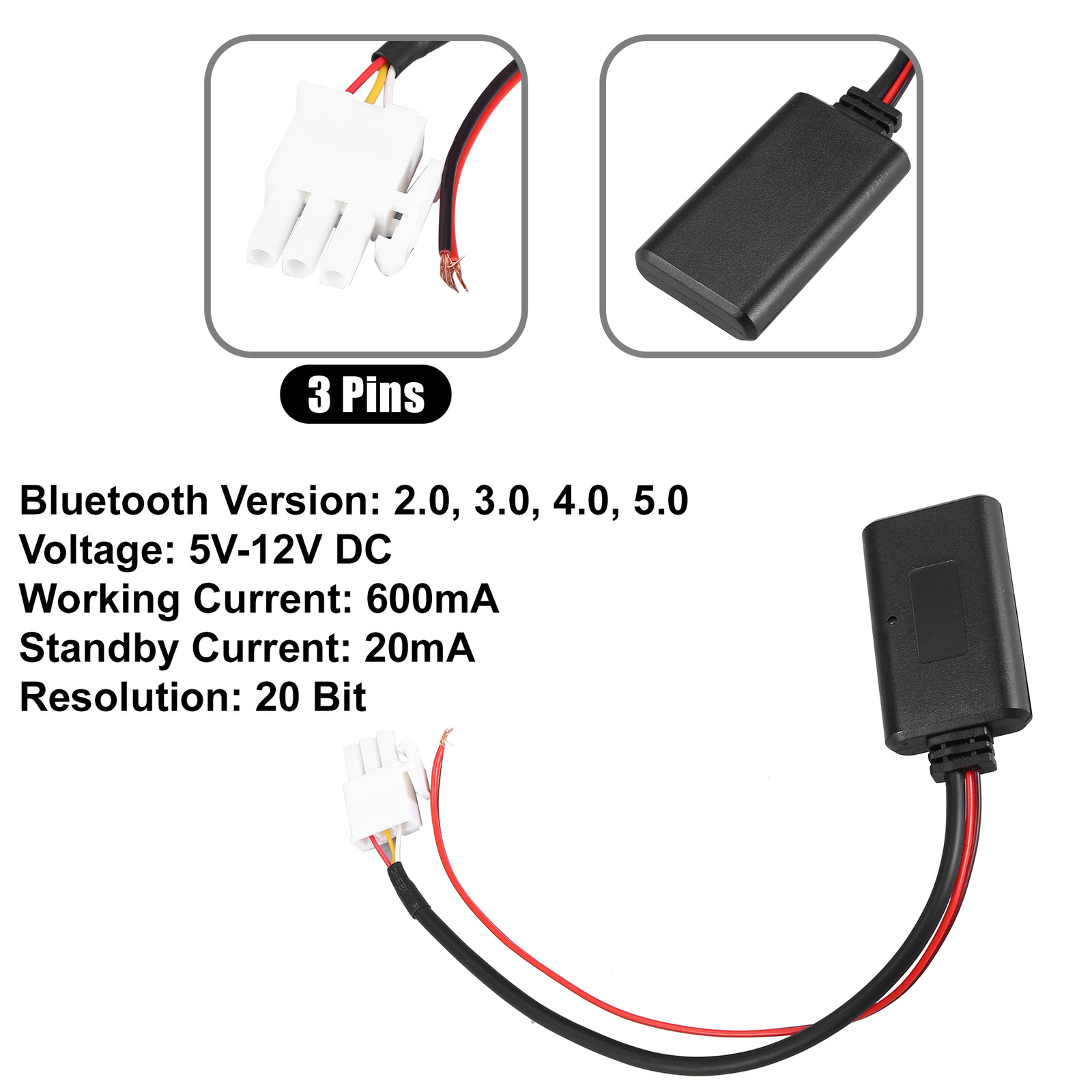 Pack(1) Bluetooth Wireless Adapter Audio Radio Stereo 3 Pin for Honda GL1800