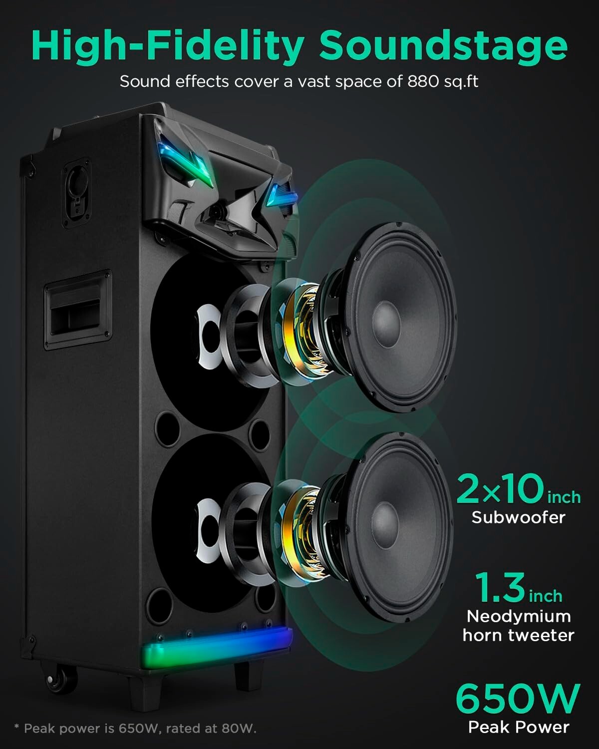 Karaoke Machine with 2 Microphones, Bluetooth Dual-10 Karaoke Speaker