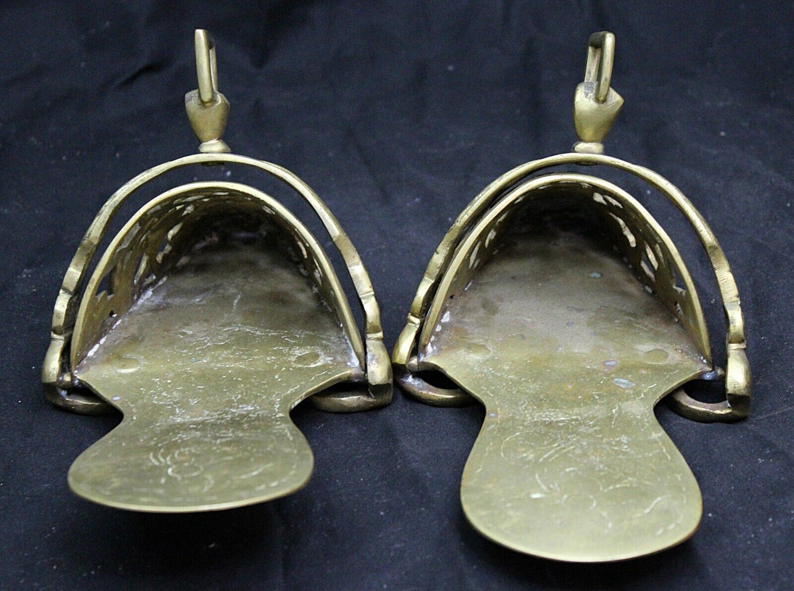 Pair of Vintage Antique Cast Bronze Stirrups Show Quality Great Patina Display