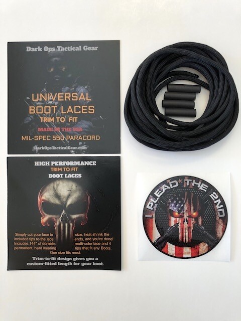1 pair ..MIL- SPEC 550 Paracord ...6' Boot Laces ...+ 1 Decal ......Black