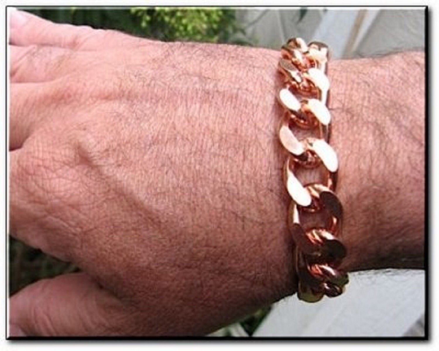 Solid Copper 5/8 of an inch wide  - Men's 8 1/2 Inch Link Bracelet CB639G.