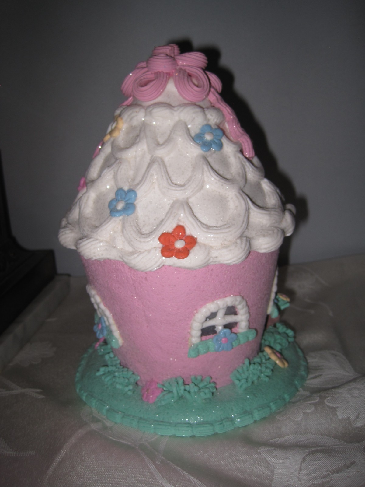 Cupcakes & Cashmere SUGARED Pastel Easter light up cupcake house with lamb