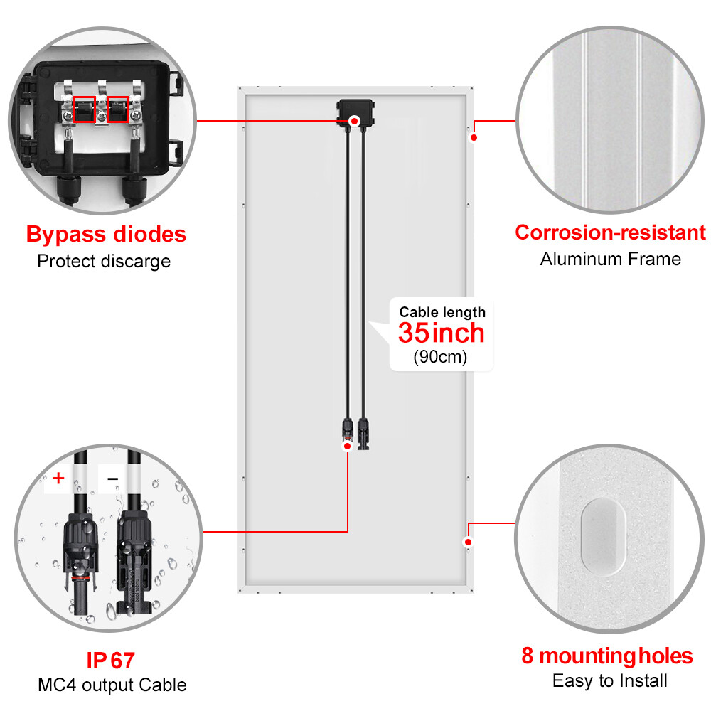 Dokio 200w Mono Solar Panel Monocrystalline for Home/Caravan/RV/Camper
