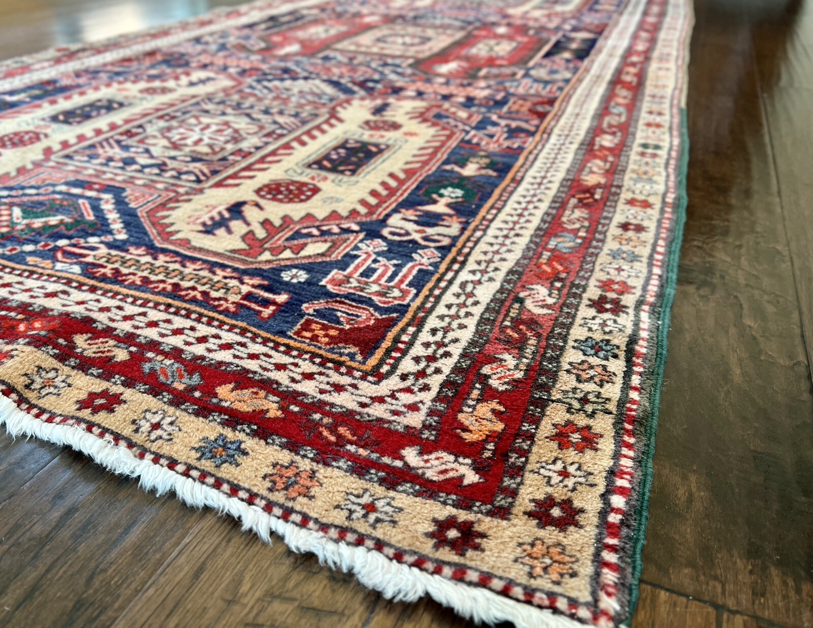 Vintage Geometric Meshkin 10 ft Runner Rug Hand-knotted Traditional/Transitional