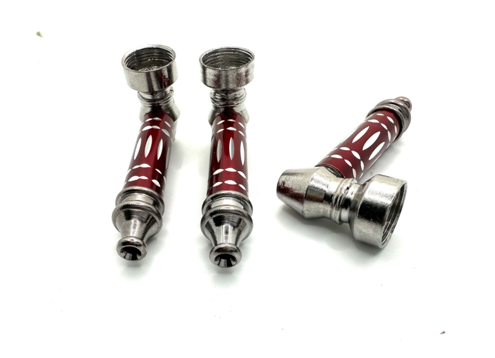3X Red Metal Smoking Pipes + Tobacco Screens For Bowl SAME DAY SHIP