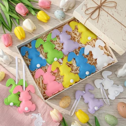12 Pcs Easter Bunny Decorations Felt Bunny Hanging Ornaments Rabbit Calssic
