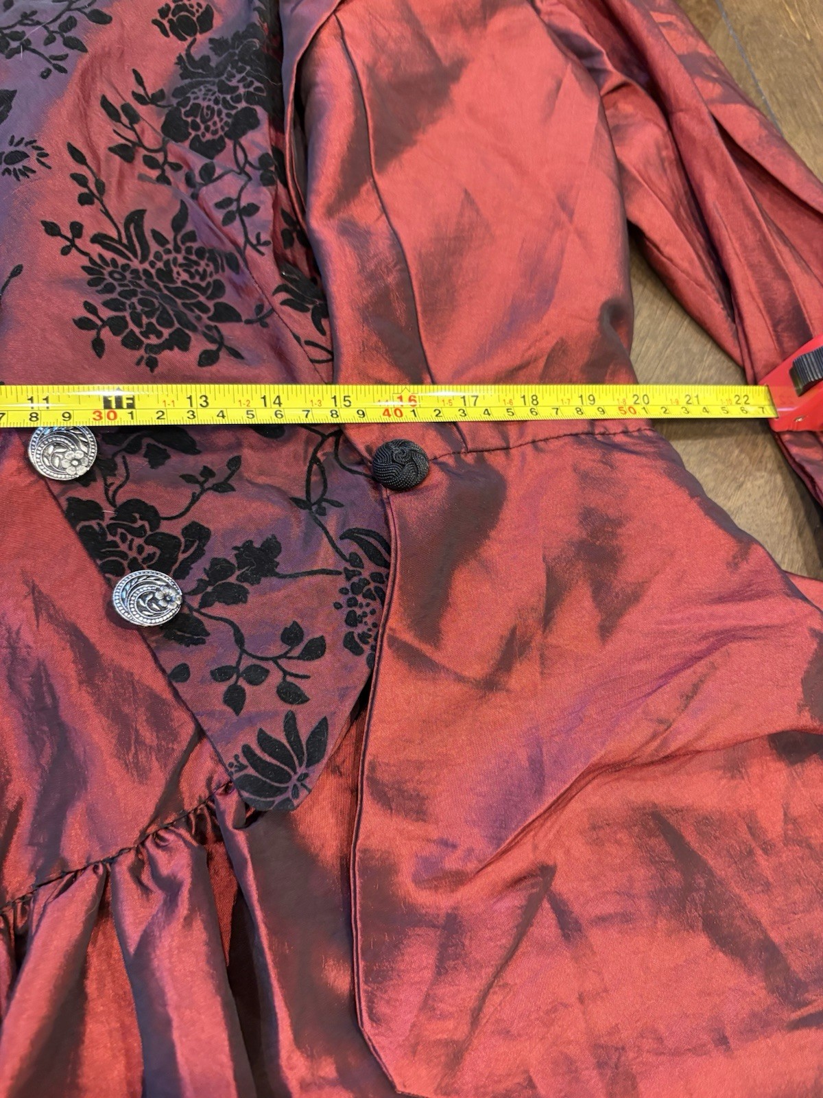 Victorian Reenactment Women’s Burgundy Floral Dress, Jacket & Bodice Set