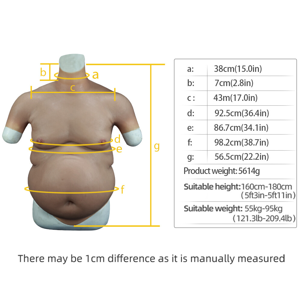 Smitizen Cosplay Costume Silicone Upper Body Suit Fat Beer Belly Fake Belly