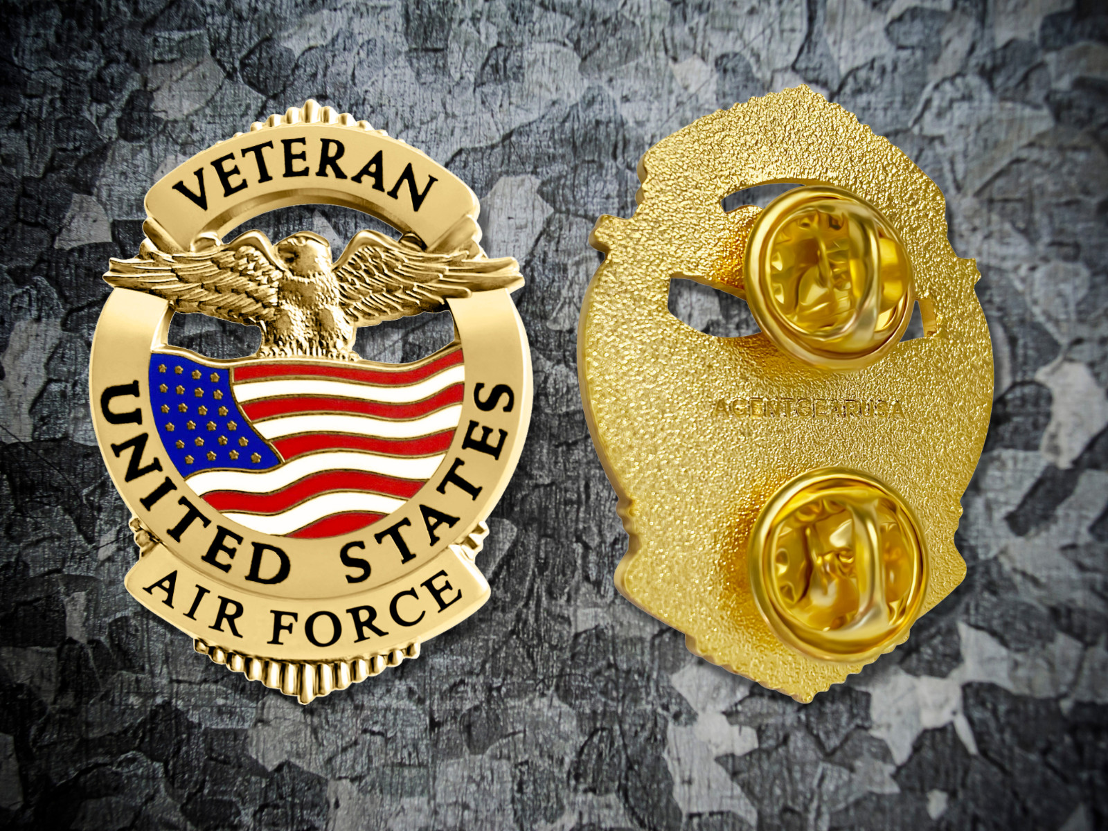 Air Force Veteran Pin - United States Military Lapel Pin - Gold Tone