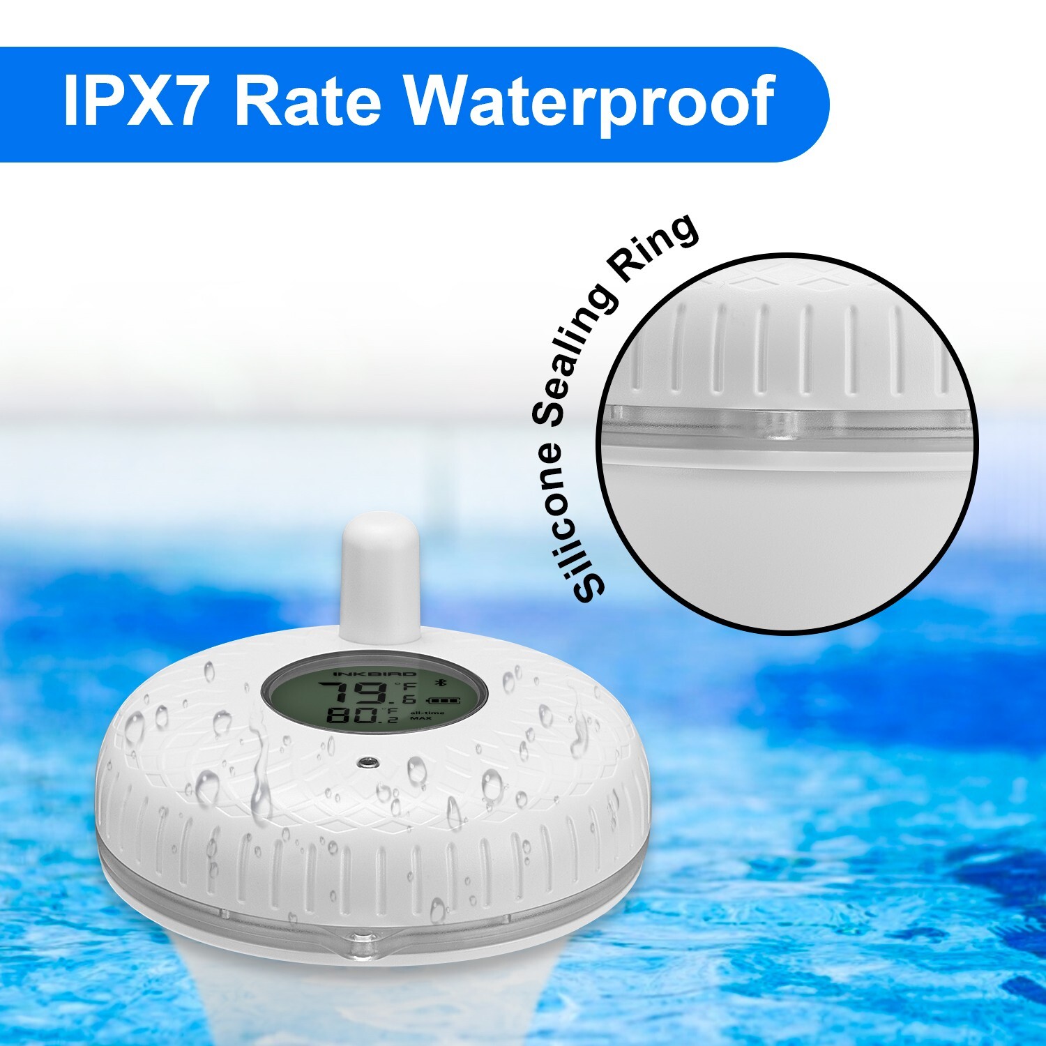 Bluetooth Floating Thermometer Pool Spa Thermometers IBS-P01B App Control Bath