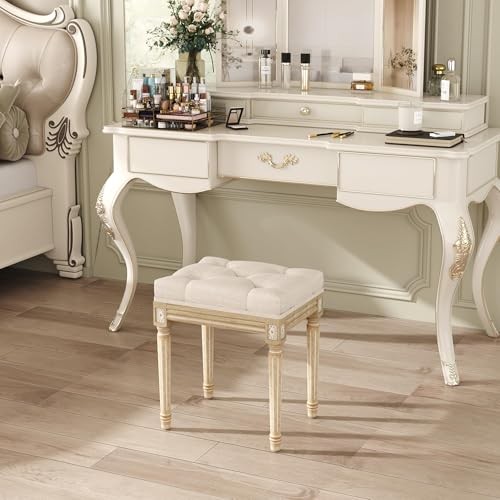 Vanity Stool Upholstered Bench Seat for Makeup Room, Vintage Small Bedroom