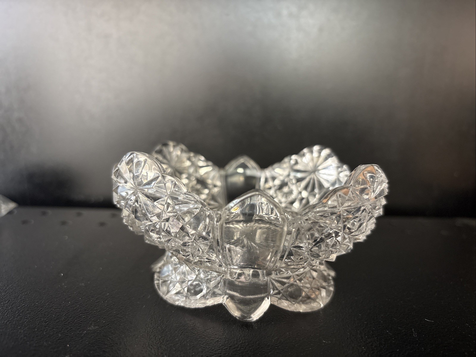 small glass crystal footed candy bowl