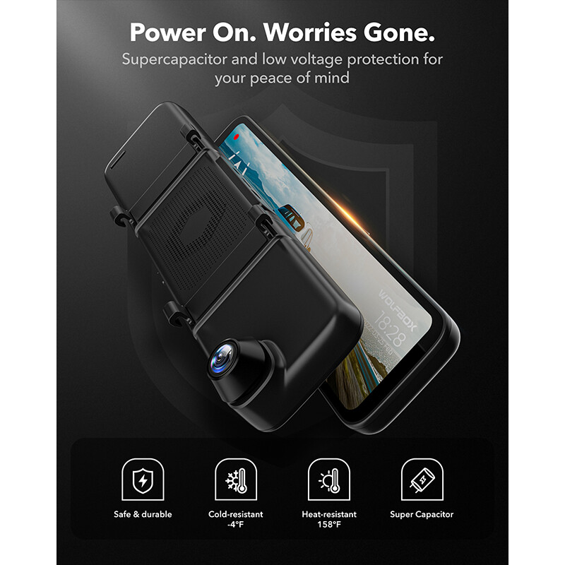 WOLFBOX G890 3 Channel Dash Cam 4K Front and Rear Dash Camera GPS W/ Card Reader