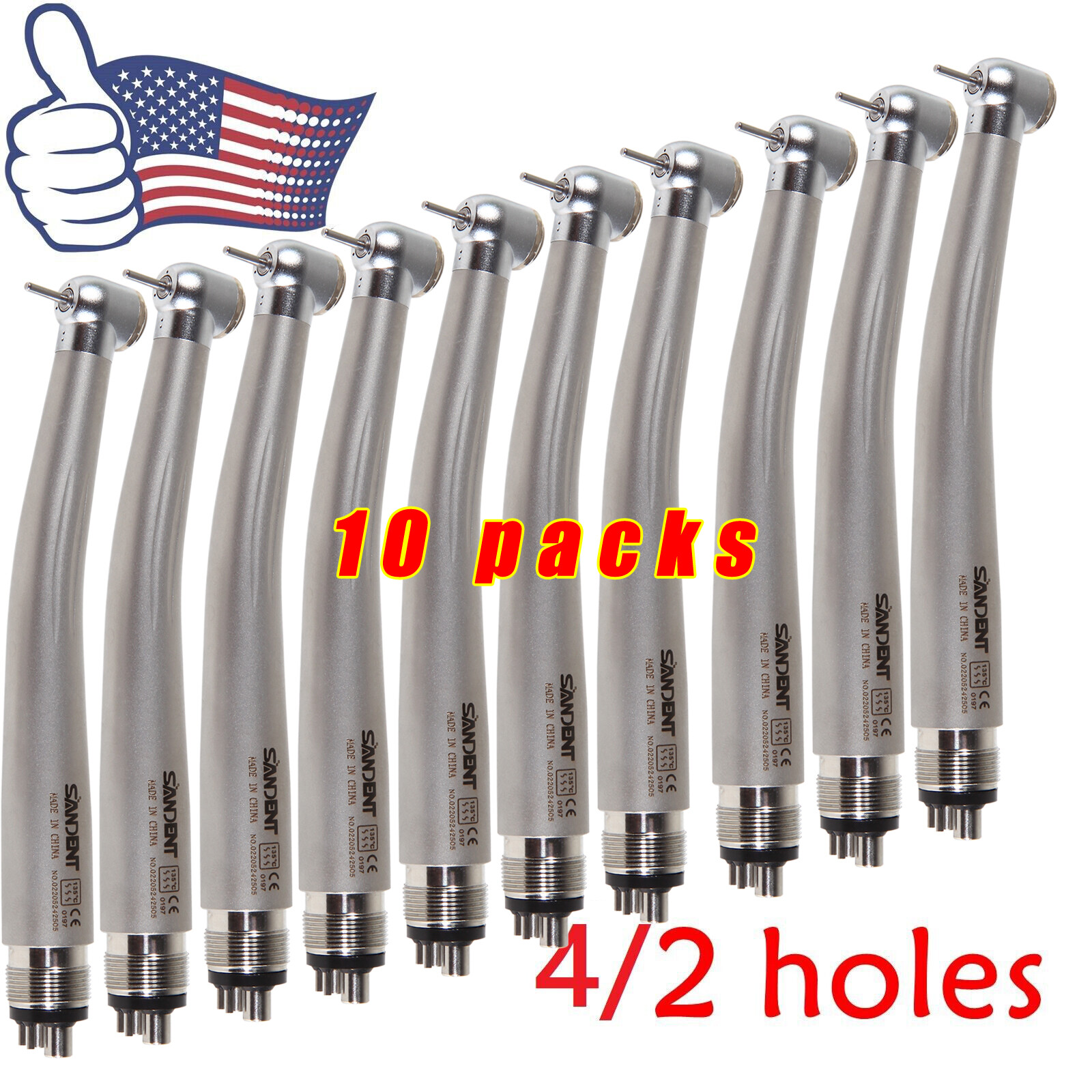 10pcs SANDENT NSK PANA MAX Style Dental High Speed Handpiece Push Button 4 Hole