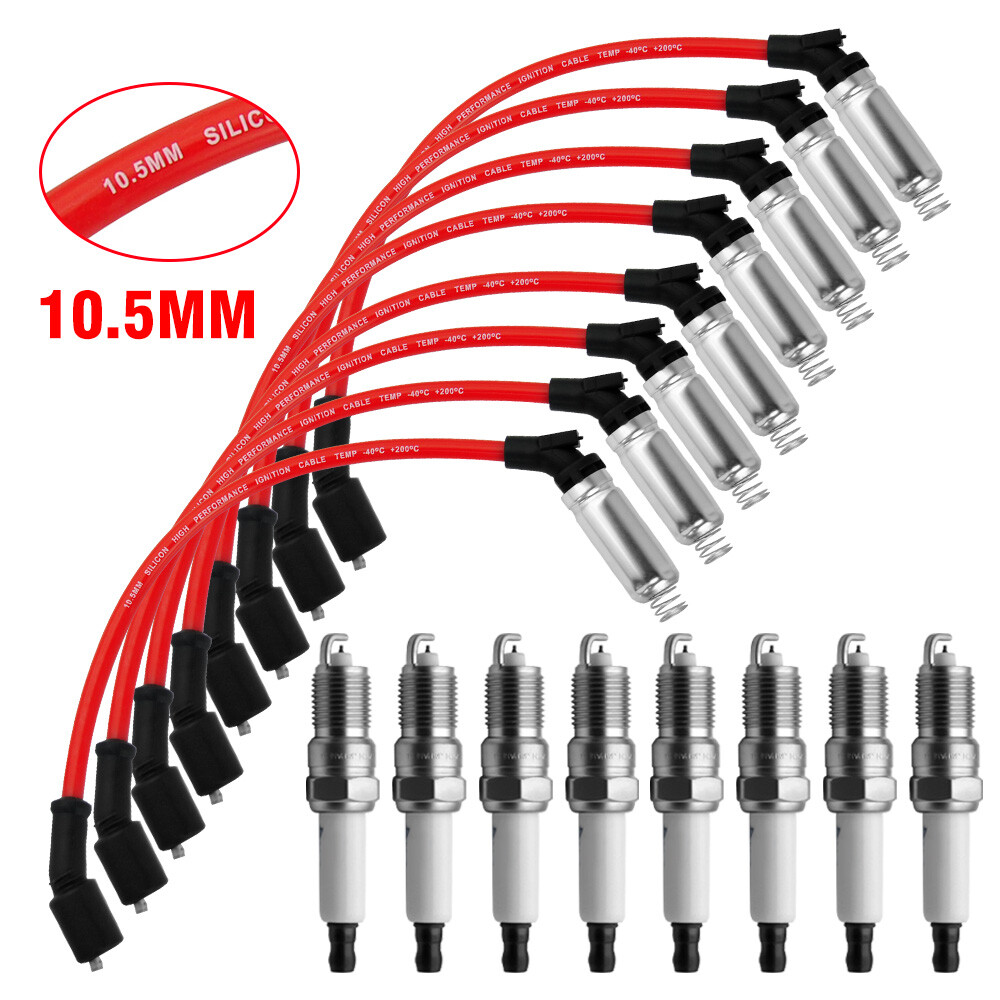 41-962 Spark Plugs +10.5mm Wires For Chevy GMC 1500-2500 1999-2006 LS1 4.8L 5.3L
